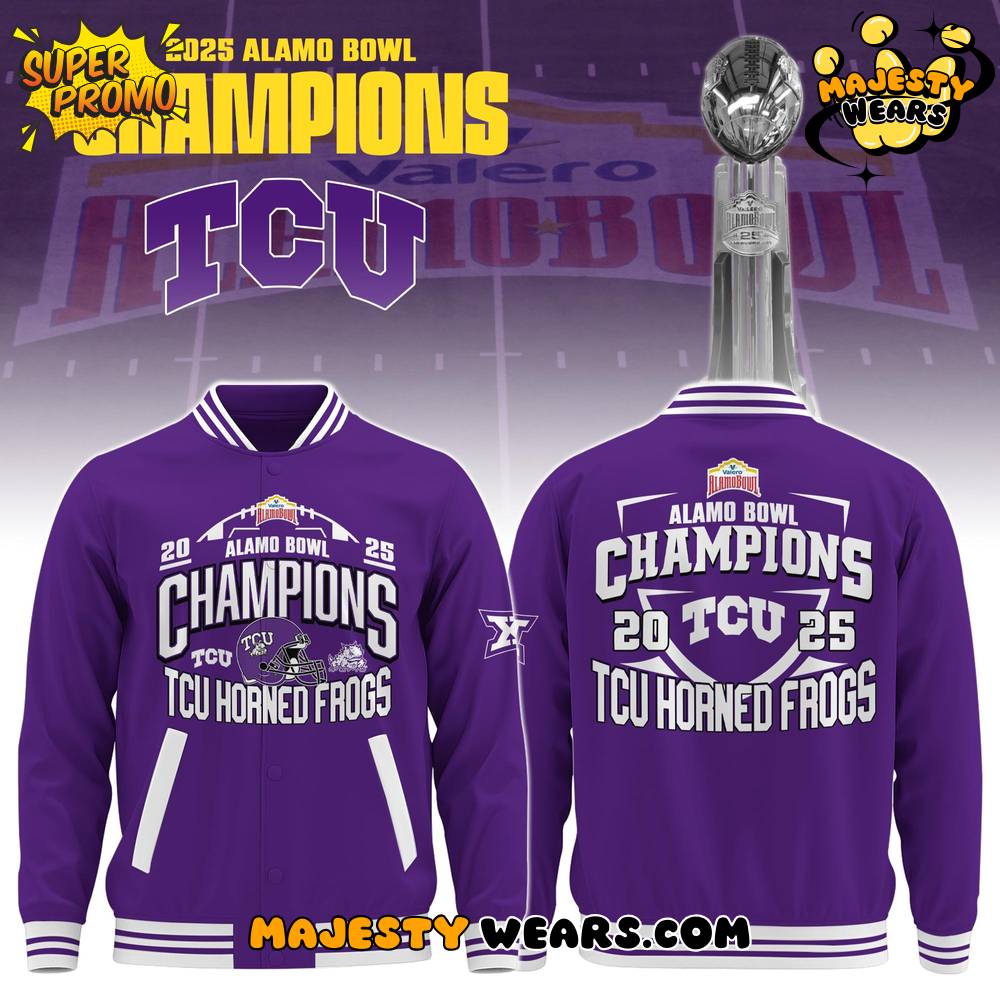 TCU Horned Frogs Valero Alamo Bowl CHAMPIONS 2025 Bomber Jacket TCU Horned Frogs Valero Alamo Bowl CHAMPIONS 2025 Bomber Jacket
